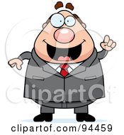 Poster, Art Print Of Plump Boss Man Holding Up A Finger And Expressing An Idea