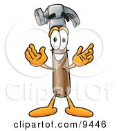 Clipart Picture Of A Hammer Mascot Cartoon Character With Welcoming Open Arms by Mascot Junction