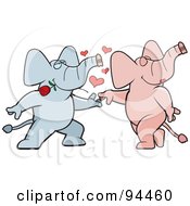 Royalty Free RF Clipart Illustration Of A Romantic Elephant Pair Dancing