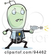 Royalty Free RF Clipart Illustration Of A Space Alien Shooting A Gun by Cory Thoman