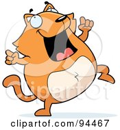 Poster, Art Print Of Plump Orange Cat Doing A Happy Dance