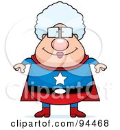 Royalty Free RF Clipart Illustration Of A Plump Super Granny Facing Front