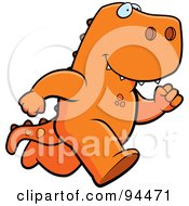 Royalty Free RF Clipart Illustration Of A Running Orange T Rex by Cory Thoman