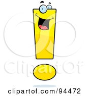 Poster, Art Print Of Happy Yellow Exclamation Point Face