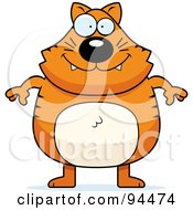 Poster, Art Print Of Plump Orange Kitty Standing On His Hind Legs