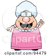 Poster, Art Print Of Plump Granny Holding Up Her Finger And Expressing An Idea