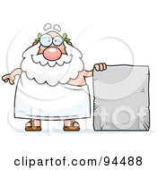 Plump Greek Man Holding Up A Blank Tablet