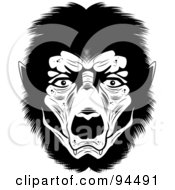 Poster, Art Print Of Black And White Werewolf Face