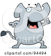 Royalty Free RF Clipart Illustration Of A Plump Elephant Holding Up A Finger And Expressing An Idea