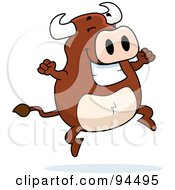 Poster, Art Print Of Happy Bull Jumping And Grinning