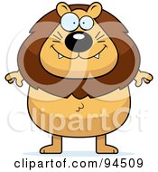 Royalty Free RF Clipart Illustration Of A Plump Male Lion Facing Front