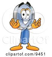 Clipart Picture Of A Magnifying Glass Mascot Cartoon Character With Welcoming Open Arms by Toons4Biz