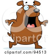 Royalty Free RF Clipart Illustration Of A Plump Brown Dog Walking On His Hind Legs