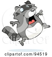 Royalty Free RF Clipart Illustration Of A Happy Raccoon Jumping