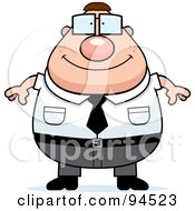 Royalty Free RF Clipart Illustration Of A Plump Nerdy Businessman Facing Front by Cory Thoman