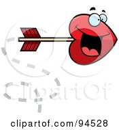 Royalty Free RF Clipart Illustration Of A Shooting Red Heart Cupid Arrow by Cory Thoman