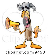 Poster, Art Print Of Hammer Mascot Cartoon Character Screaming Into A Megaphone