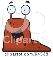 Royalty Free RF Clipart Illustration Of A Happy Brown Slug With Big Eyes by Cory Thoman