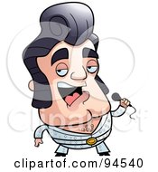 Royalty Free RF Clipart Illustration Of A Short Elvis Impersonator Singing by Cory Thoman