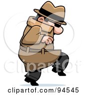 Royalty Free RF Clipart Illustration Of A Tip Toeing Spy by Cory Thoman