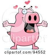 Royalty Free RF Clipart Illustration Of A Plump Pink Pig In Love
