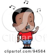 Royalty Free RF Clipart Illustration Of A Singing Black Toddler Boy by Cory Thoman