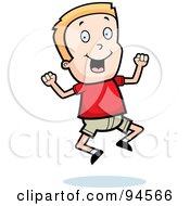 Royalty Free RF Clipart Illustration Of A Jumping Blond Boy