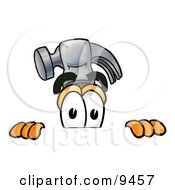 Poster, Art Print Of Hammer Mascot Cartoon Character Peeking Over A Surface