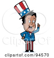 Royalty Free RF Clipart Illustration Of A Black Uncle Sam Holding Up A Finger