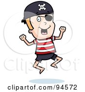 Royalty Free RF Clipart Illustration Of A Happy Jumping Pirate Boy