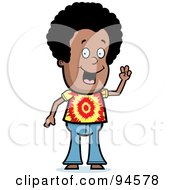 Royalty Free RF Clipart Illustration Of A Friendly Black Hippy Dude Waving by Cory Thoman