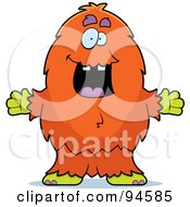 Poster, Art Print Of Furry Orange Monster Holding His Arms Open