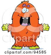 Royalty Free RF Clipart Illustration Of A Furry Orange Monster Holding His Arms Open