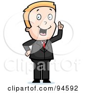 Royalty Free RF Clipart Illustration Of A Blond Businessman Expressing An Idea