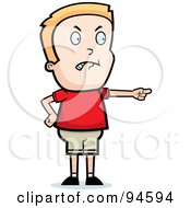 Royalty Free RF Clipart Illustration Of A Angry Blond Boy Pointing His Finger