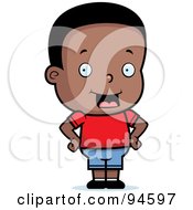 Royalty Free RF Clipart Illustration Of A Little Black Toddler Boy With His Hands On His Hips