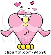 Royalty Free RF Clipart Illustration Of A Pink Heart Love Bird by Cory Thoman
