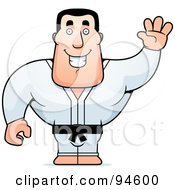 Royalty Free RF Clipart Illustration Of A Strong Karate Man Waving