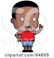 Poster, Art Print Of Cute Little Black Boy Expressing An Idea