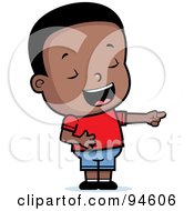 Cute Little Black Boy Pointing And Laughing At Anothers Expense