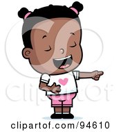 Royalty Free RF Clipart Illustration Of A Little Black Girl Pointing And Laughing At Anothers Expense