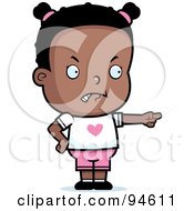 Royalty Free RF Clipart Illustration Of A Little Black Girl Pointing The Blame