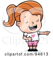 Royalty Free RF Clipart Illustration Of A Little Dirty Blond Girl Pointing And Laughing At Someones Expense