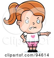 Royalty Free RF Clipart Illustration Of A Little Dirty Blond Girl Pointing The Blame
