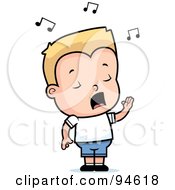 Poster, Art Print Of Little Blond Boy Singing