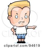 Royalty Free RF Clipart Illustration Of A Little Blond Boy Pointing The Blame