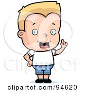 Royalty Free RF Clipart Illustration Of A Little Blond Boy Expressing An Idea
