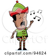 Royalty Free RF Clipart Illustration Of A Little Singing Black Boy Elf