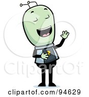 Royalty Free RF Clipart Illustration Of A Green Space Alien Laughing by Cory Thoman