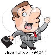 Royalty Free RF Clipart Illustration Of A Waving Business Man Walking By